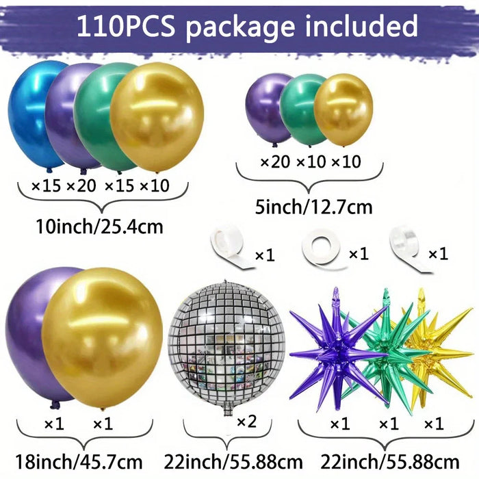 110Pcs Metal Balloon Garland Arch Kit - Suitable For Disco Parties Birthdays Anniversaries Bachelorette Parties All Year Round