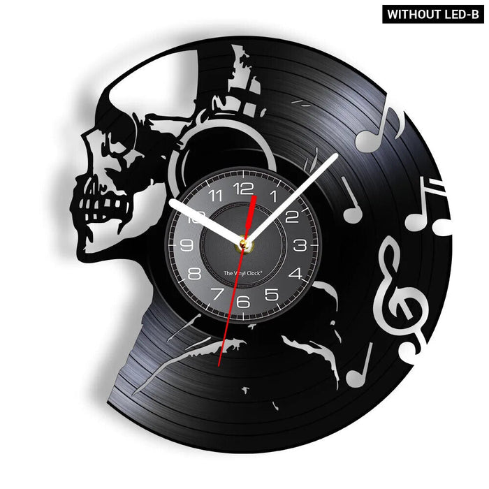 Skull Head Vinyl Record Wall Clock