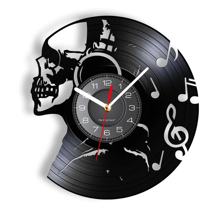 Dark Skull Vinyl Record Wall Clock