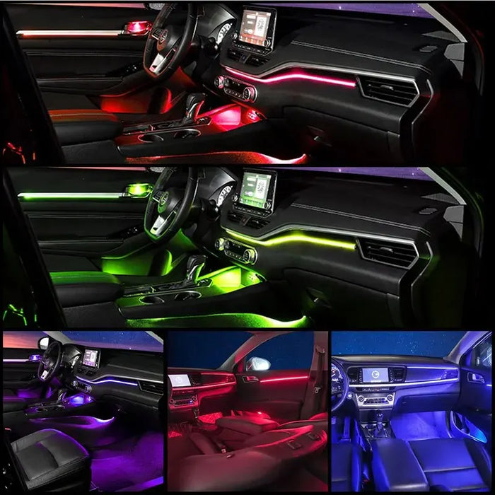 6 In 1 Car Interior Fiber Strip With 18 Backlight Rgb Lights