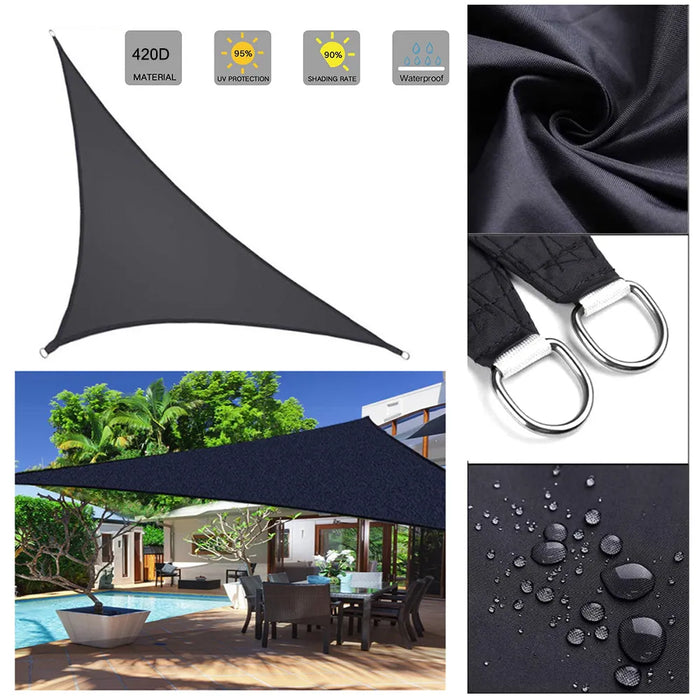 Black Oxford Right Triangle Visor Sun Shade Sail Pool Cover Sunscreen Awnings Waterproof Sail Canopy 420D