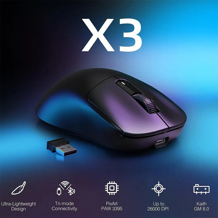 X3 Wireless Gaming Mouse 3 Modes 26K Dpi Usb C