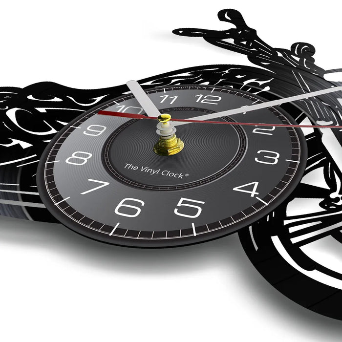 Retro Motorcycle Vinyl Record Wall Clock