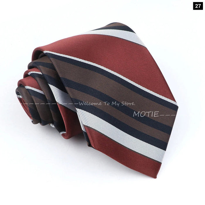 Premium Brown Striped Necktie For Business And Daily Wear