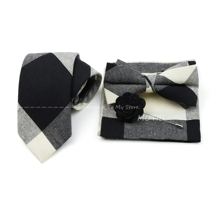 Classic Cotton Striped Necktie Set For Groom Business Or Wedding