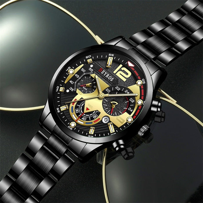 Luxury Fashion Mens Watches Stainless Steel Quartz Wristwatch Calendar Luminous Clock Men Business Casual Watch