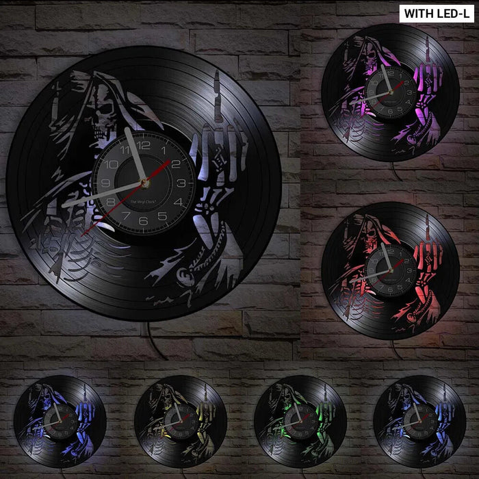 Skull Heads Vinyl Record Wall Clock