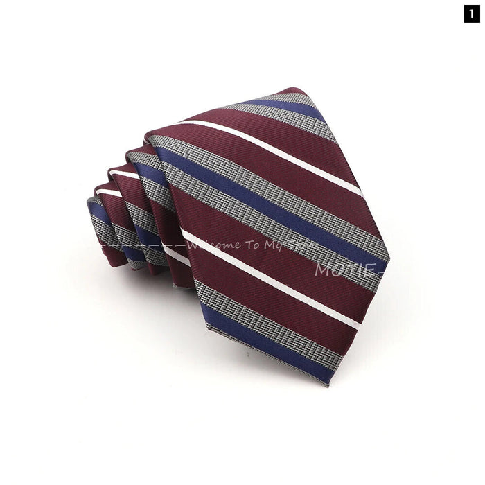 Deep Blue Striped Polyester Neckties For Business Weddings And Daily Wear