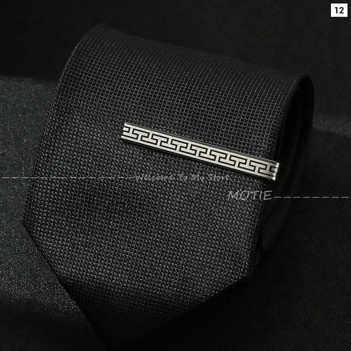 Golden Stripe Metal Necktie Clip Business And Party Accessory