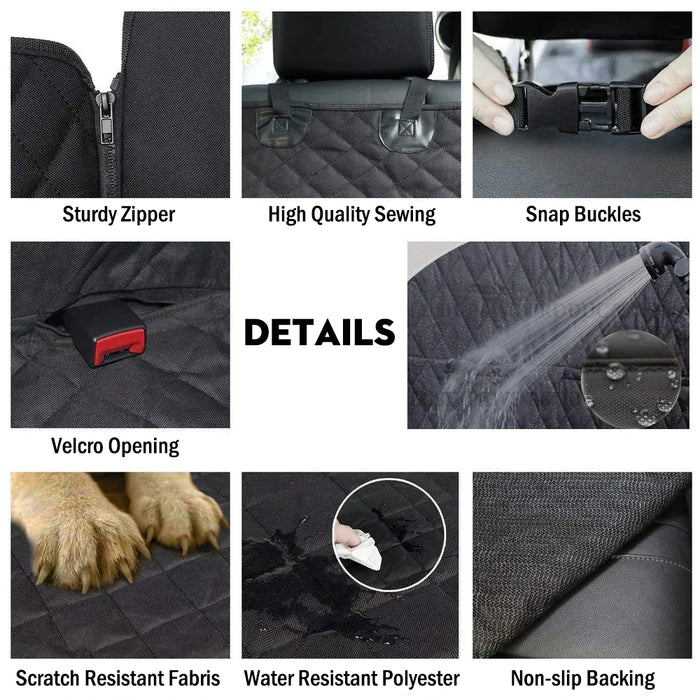 Dog Safety Protector Back Seat Mat With Zipper And Pocket