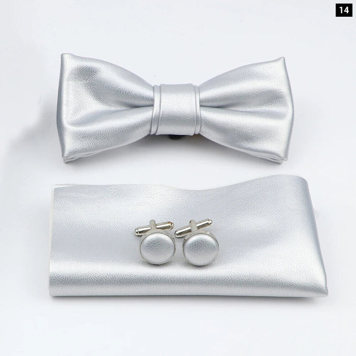 Tie Pocket Square Cufflink And Bowtie Set For Men For Business Weddings And Gifts