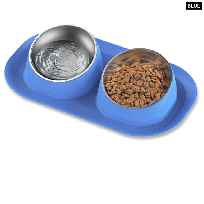 Stainless Steel Double Dog Bowl Anti Skid No Spill