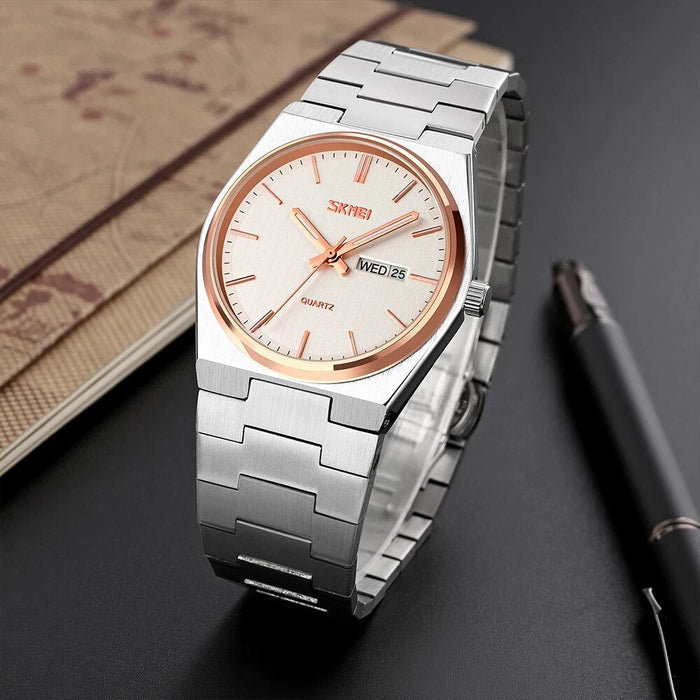 Men's Stainless Steel Band Analog Display Quartz 3ATM 30M Water Resistant Wristwatch