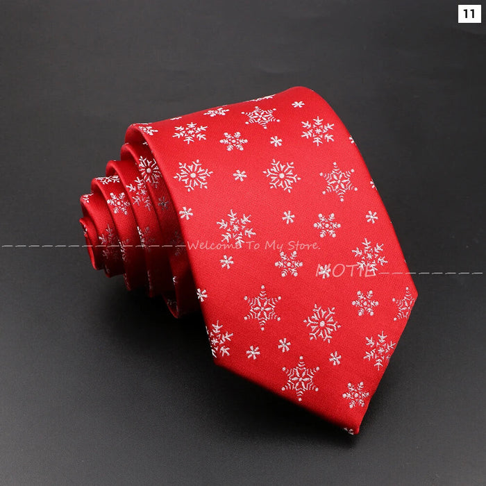 Christmas Tie Festive Snow Santa Claus Necktie For Men And Women