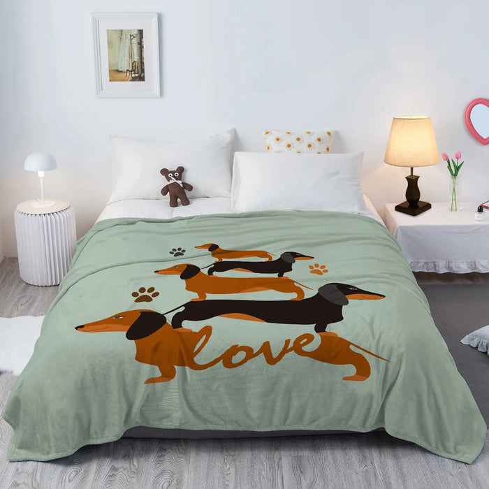 Dachshund Throw Blanket Soft Plush Fleece For Sofa Couch And Bed