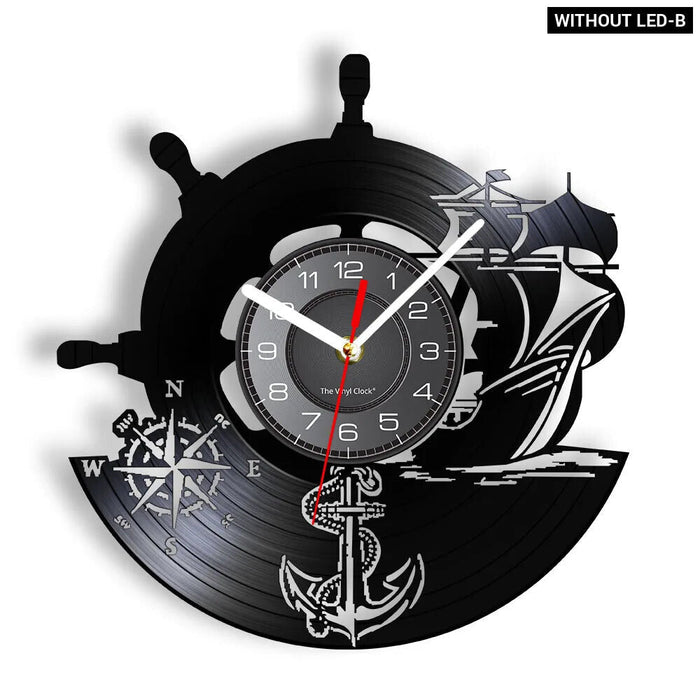 Captains Wheel Vinyl Record Wall Clock