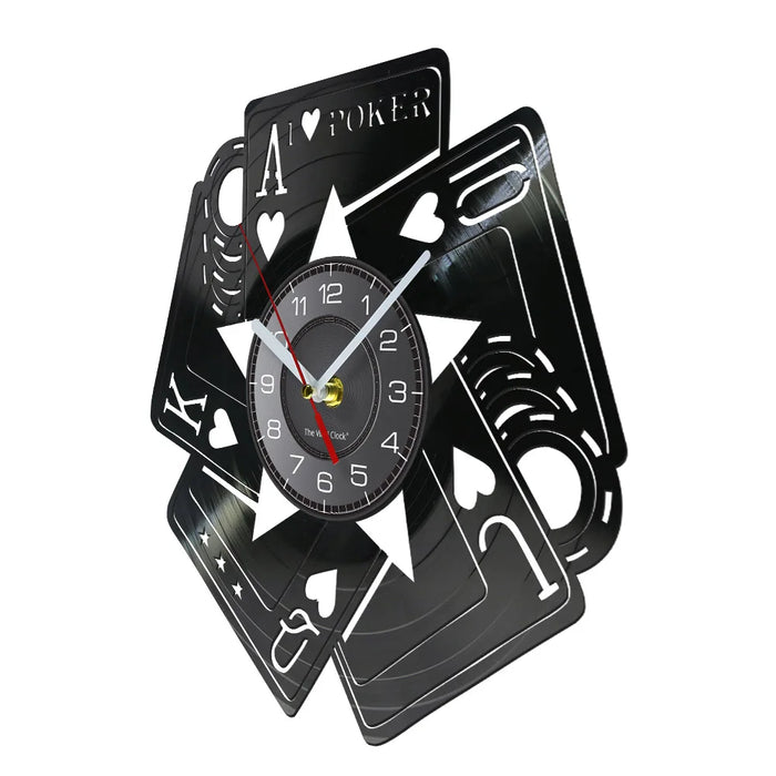 Poker Royal Flush Vinyl Record Wall Clock