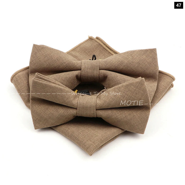 Classic Bowtie Set With Handkerchief Cufflink And Brooch