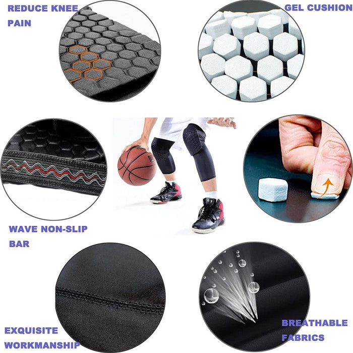 Youth Crash Honeycomb Breathable Knee Pad Compression Leg Sleeves For Cycling Football Basketball