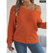 Off Shoulder Metal Buckle Sweater For Women