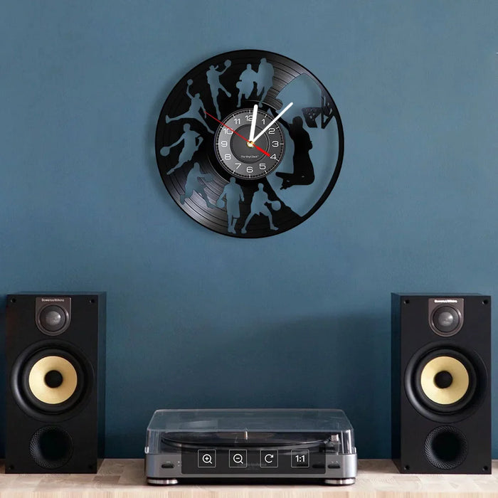 Silhouette Dunking Vinyl Record Clock