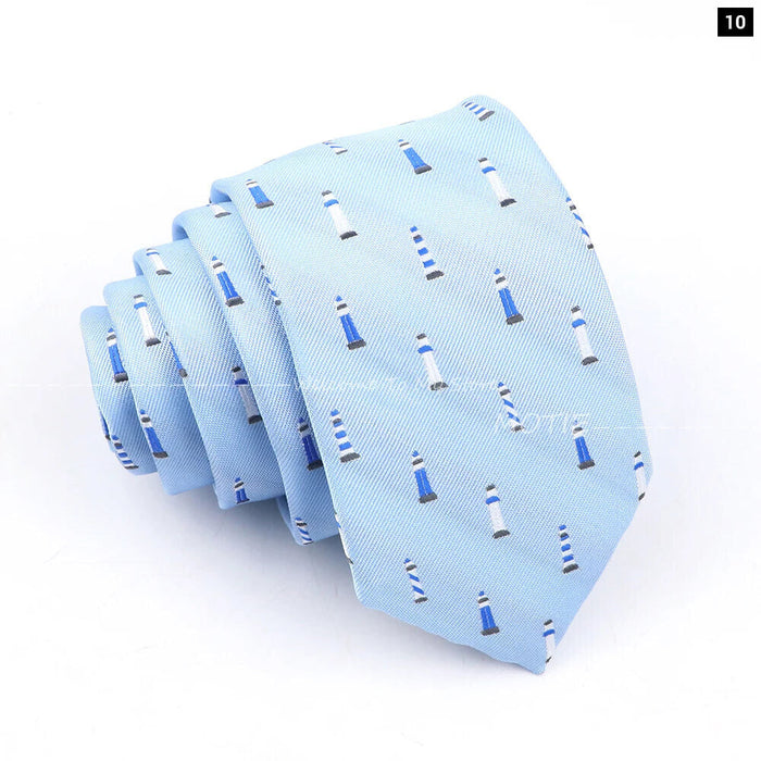 Blue Sailboat Necktie For Men Weddings Parties And Daily Wear