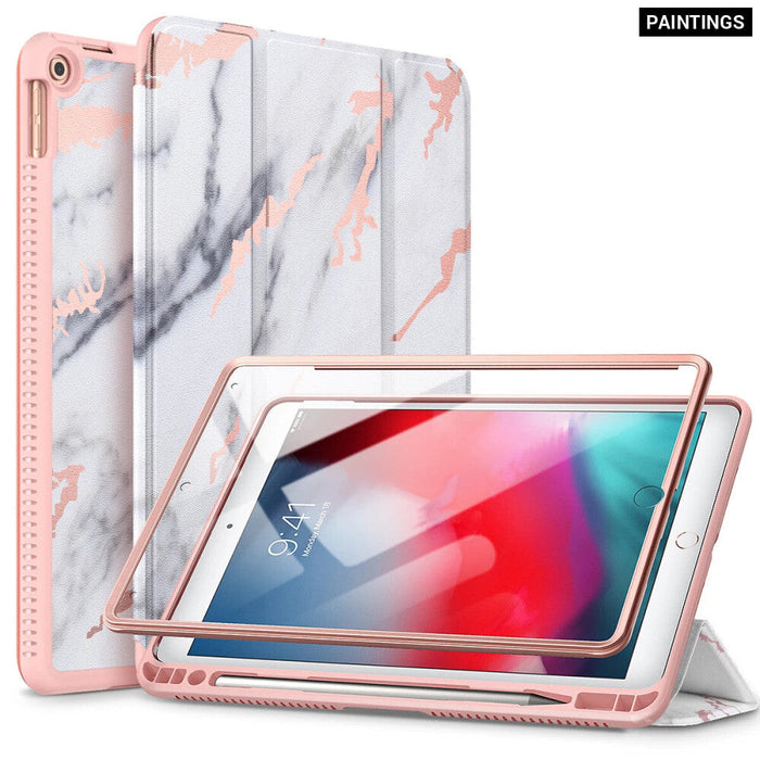 Marble Trifold Case For Ipad Air 3/Pro 10.5 With Screen Protector And Pen Holder