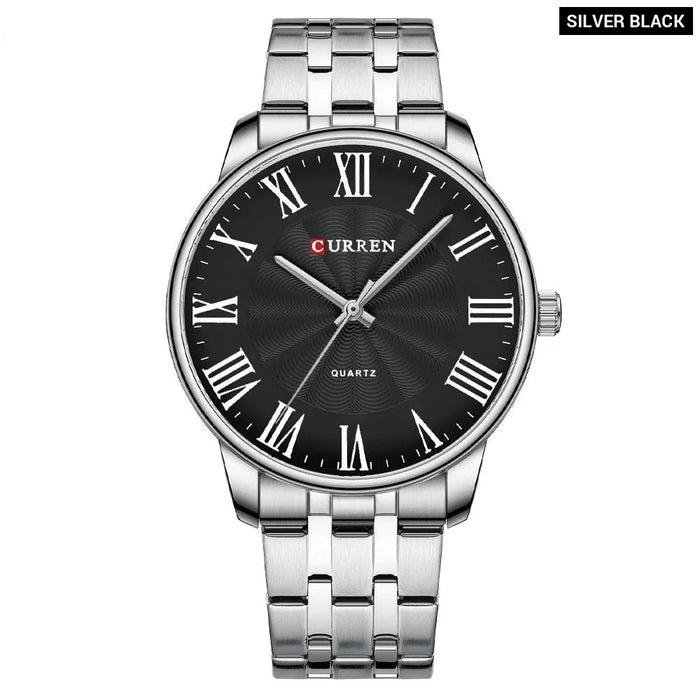 Business Stainless Steel Quartz Watch With Roman Numbers For Men