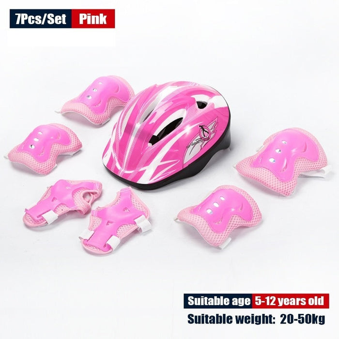 Kids Protective Gear Set Helmet Protector Knee Elbow Wrist Pads For Skateboard Skiing Scooter