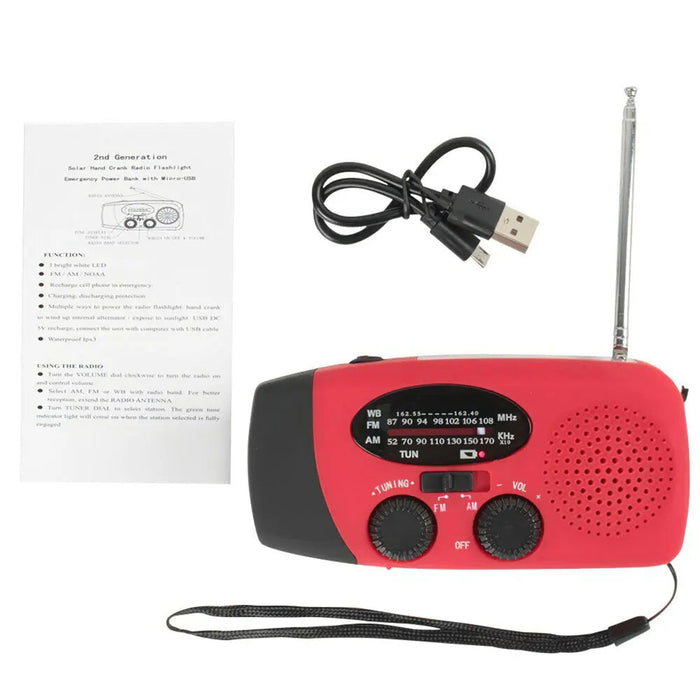 Portable Solar Hand Crank Radio With Power Bank