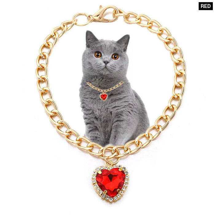 Sparkling Rhinestone Cat Necklace Collar Adjustable