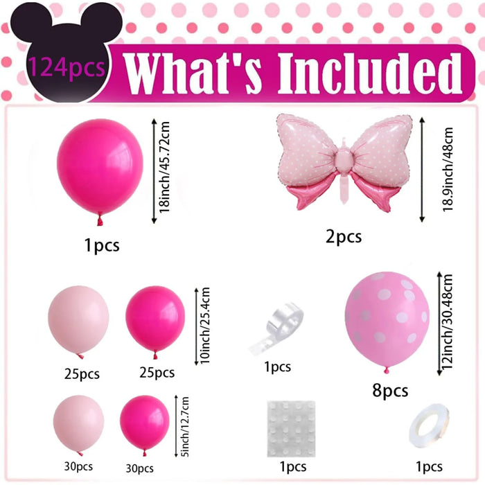 124Pcs Pink And White Balloon Garland Arch Kit Suitable For Pink Bow Bridal Shower Birthday Mother'S Day Valentine'S Day
