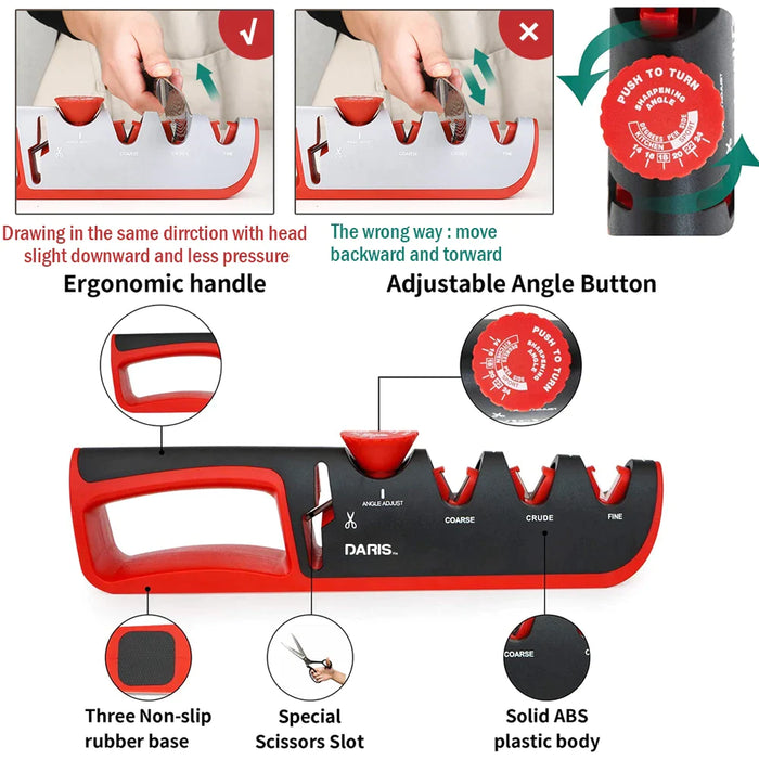 Adjustable Angle Grind Kitchen Repair Restore Polish Blades Knife Sharpener