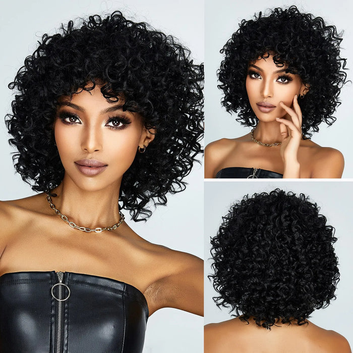 Short Brown Blonde Curly Synthetic Wig