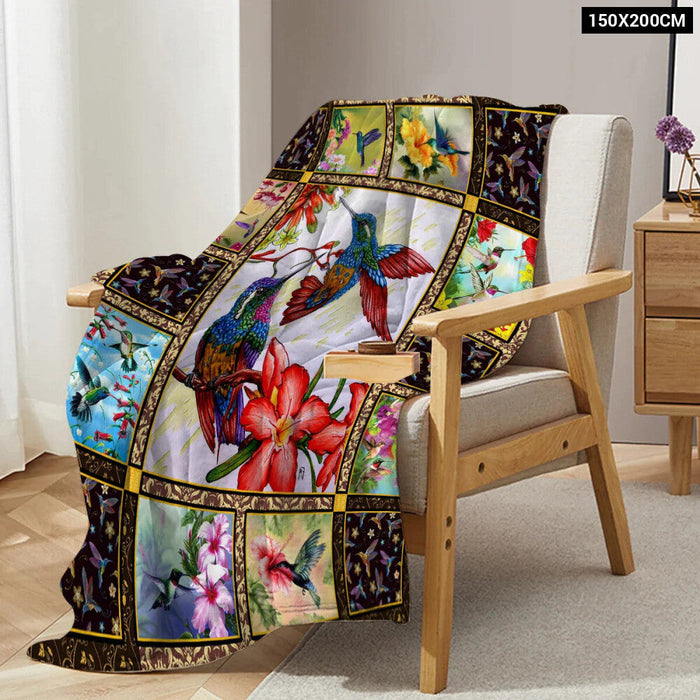 Floral Birds Throw Blanket For Couch Or Bed