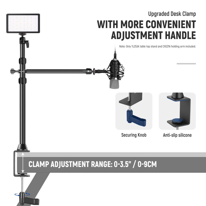 Adjustable Camera Desk Mount With Overhead C Clamp Ideal For Dslr Cameras Phones And Lights