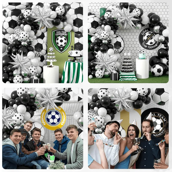 131Pcs Football Balloon Arch Balloon Arch Wreath Football Printed Balloon Birthday Sports Football Fan Themed Party Decoration