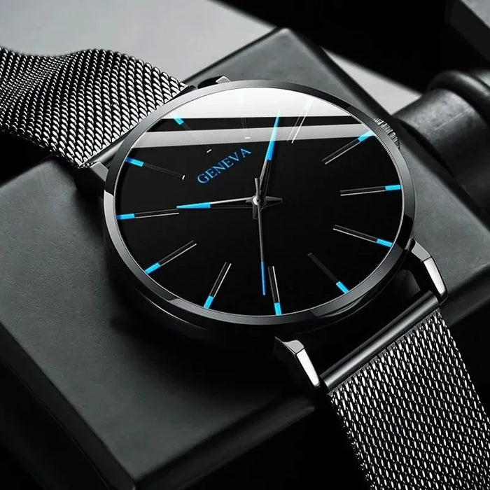 Minimalist Mens Fashion Ultra Thin Watches Simple Men Business Stainless Steel Mesh Belt Quartz Wrist Watch