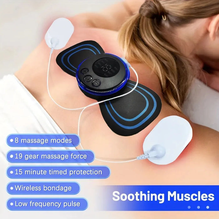 8 Mode Rechargeable Neck Massager With Remote Control Ems Low Frequency Pulse For Muscle Relaxation And Pain Relief