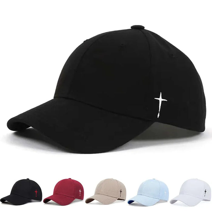 Embroidered Unisex Baseball Cap Simple Cross Water Drop Design Adjustable For Spring Autumn Outdoor Wear Sun Protection Hat