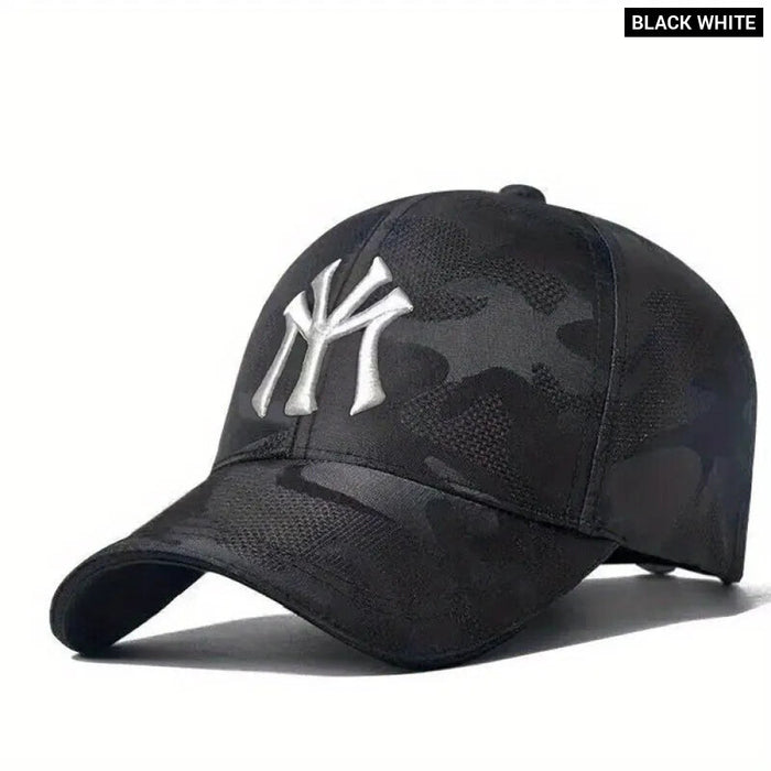 Embroidered Camo Baseball Hat For Outdoor Wear