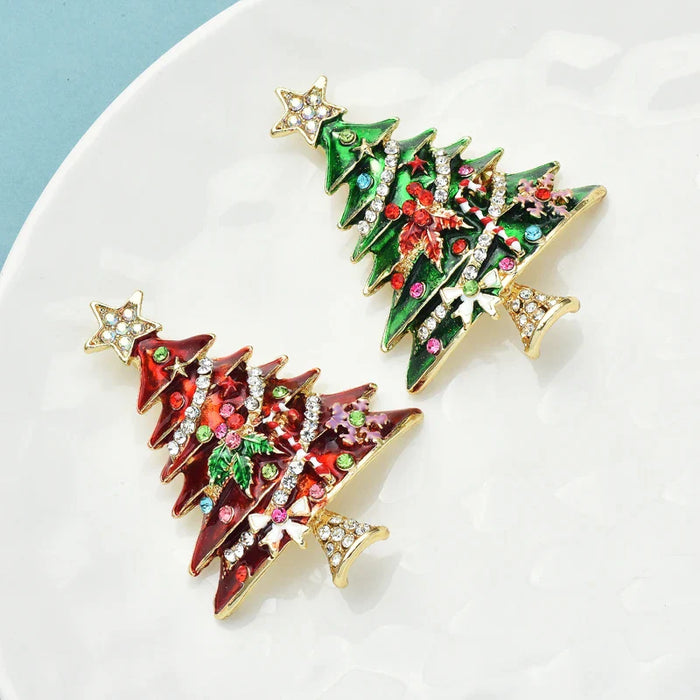 Christmas Tree Brooch 2 Colour Enamel Gift Pin