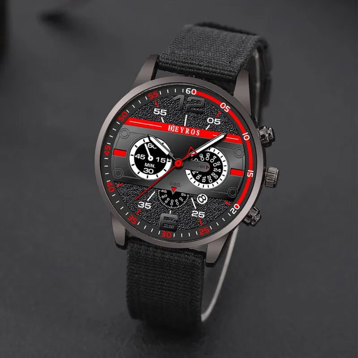 3PCS Set Fashion Mens Bracelet Necklace Watches Men Business Quartz Wrist Watch Classic Male Casual Nylon Watch