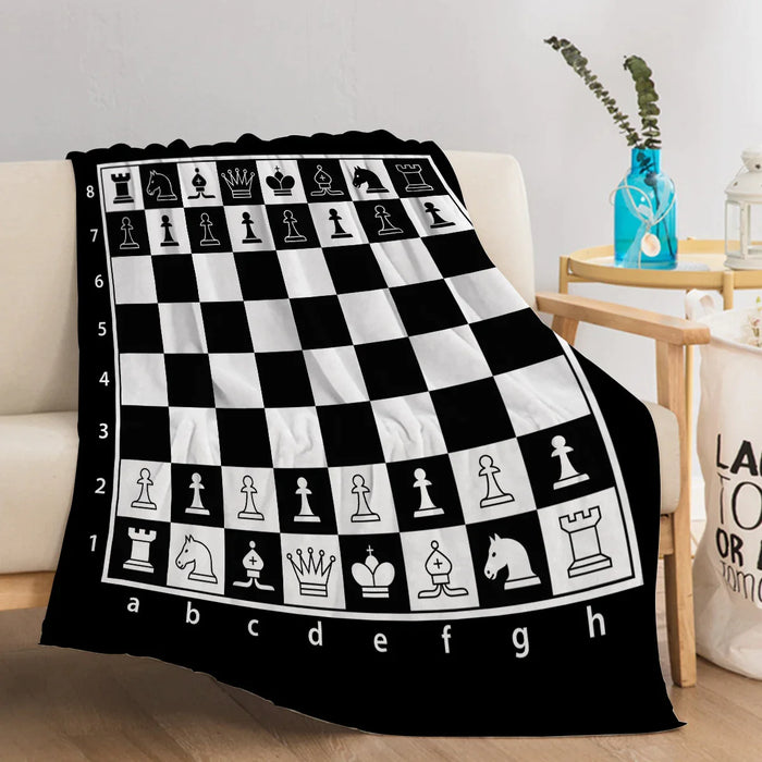 Checkered Chess Board Fleece Throw Blanket Warm And Lightweight