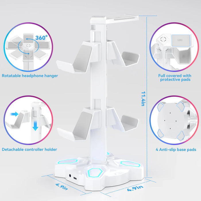 Rotatable Gaming Headphone Stand 9 Light Modes