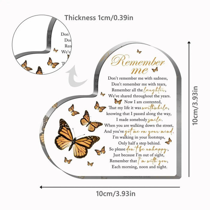 Sympathy Gifts Acrylic Heart Shaped Commemoratives