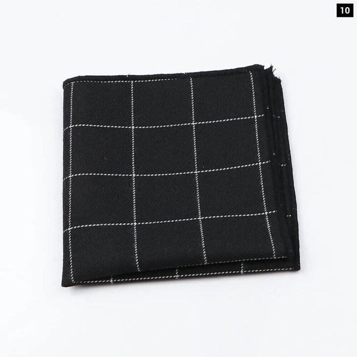 Premium Cotton Plaid Hankerchief Scarf Mens Pocket Square