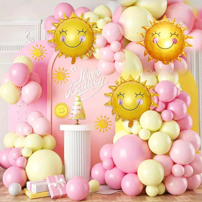 1Pc / 18Pcs Maca Pink Yellow Balloon Garland Set Suitable For Back To School Decoration Birthday Party Balloon Decoration Supplies