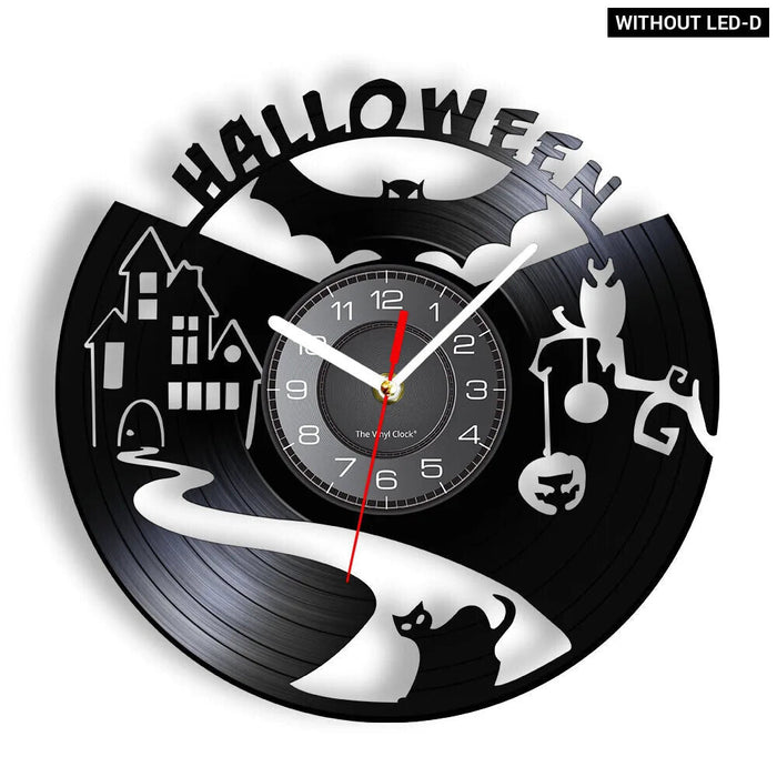 Spooky Halloween Vinyl Record Wall Clock