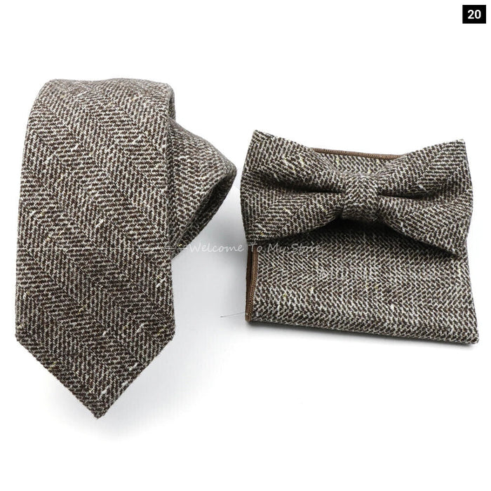 Mens Plaid Wool Tie Set For Business Weddings And Gifts